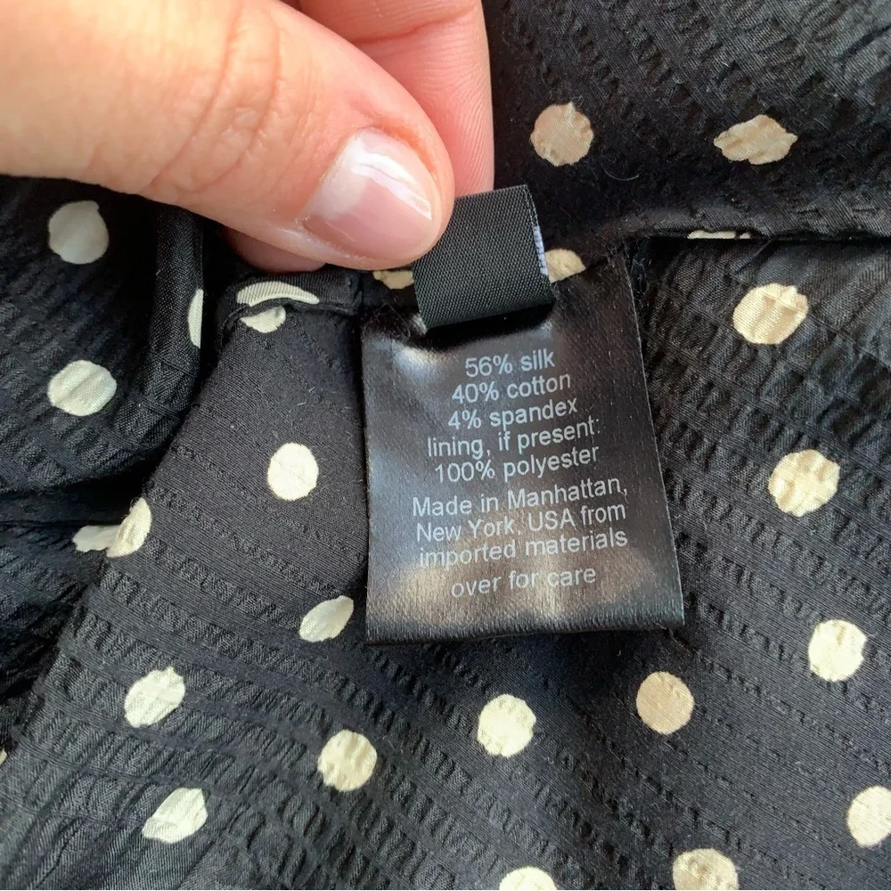 Rachel Comey New Delirium Silk Polka Dot Ruched Midi Short Sleeve Dress Black - Picture 12 of 14